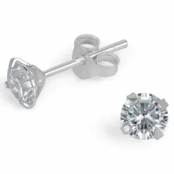 6 mm zirkon øreringe i sølv