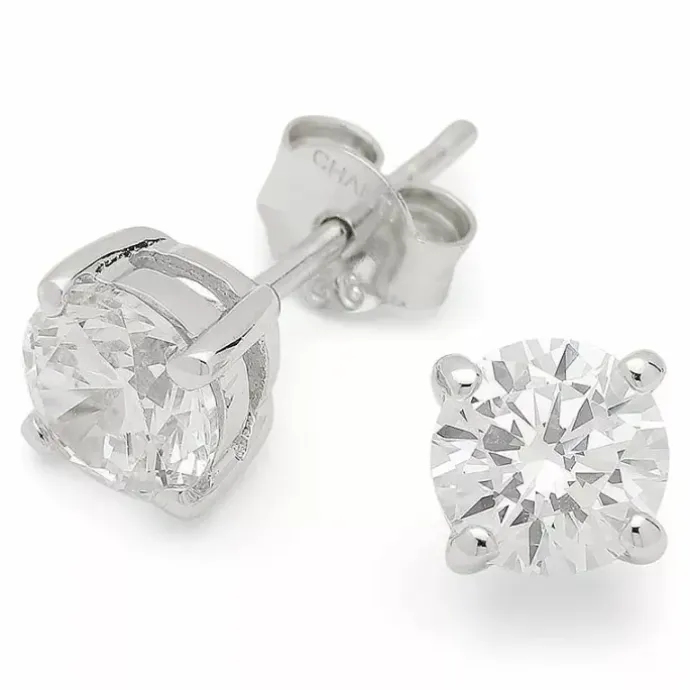 6 mm zirkon øreringe i sølv