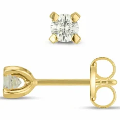 3 mm zirkon ørestikker i 9 karat guld med zirkon
