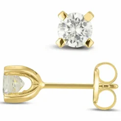 4 mm zirkon ørestikker i 9 karat guld med zirkon