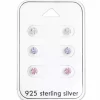 4 mm zirkon ørestikker i sølv