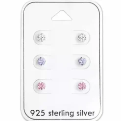 4 mm zirkon ørestikker i sølv