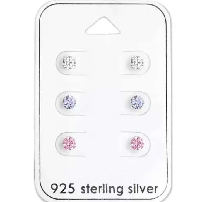 4 mm zirkon ørestikker i sølv