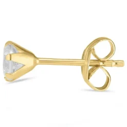 1/2 par 4 mm ørestikker i 9 karat guld med zirkon