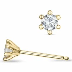 2 x 0,15 ct Kampagne - brillant solitaireørestikker i 14 karat guld med diamant
