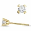 2 x 0,15 ct Kampagne - diamant solitaireørestikker i 14 karat guld med diamant