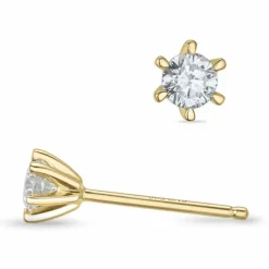 2 x 0,15 ct Kampagne - diamant solitaireørestikker i 14 karat guld med diamant