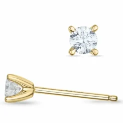 2 x 0,15 ct Kampagne - diamant solitaireørestikker i 14 karat guld med diamant