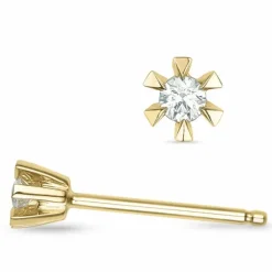 2 x 0,03 ct brillant solitaireørestikker i 14 karat guld med diamant