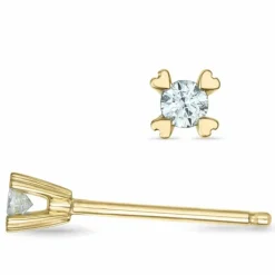 2 x 0,03 ct brillant solitaireørestikker i 14 karat guld med diamant