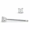 2 x 0,04 ct diamant solitaireørestikker i 14 karat hvidguld med diamant