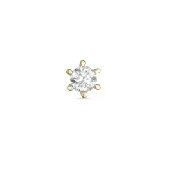 1 x 0,08 ct diamant solitaireørestik i 14 karat guld med diamant