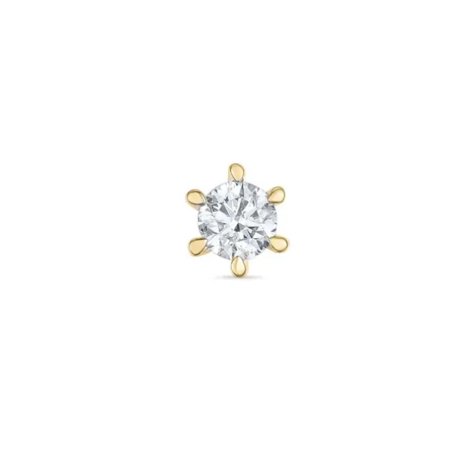 1 x 0,09 ct diamant solitaireørestik i 14 karat guld med diamant
