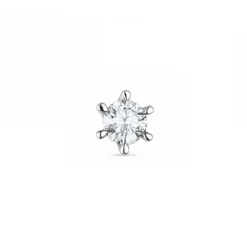 1 x 0,06 ct diamant solitaireørestik i 14 karat hvidguld med diamant