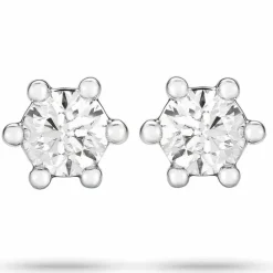2 x 0,20 ct diamant solitaireørestikker i 14 karat hvidguld med diamant