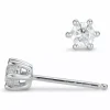 2 x 0,20 ct diamant solitaireørestikker i 14 karat hvidguld med diamant