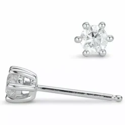 2 x 0,20 ct diamant solitaireørestikker i 14 karat hvidguld med diamant
