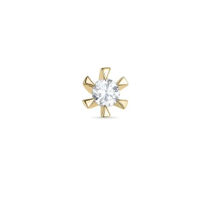 1 x 0,07 ct diamant solitaireørestik i 14 karat guld med diamant