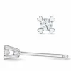 2 x 0,03 ct diamant solitaireørestikker i 14 karat hvidguld med diamant