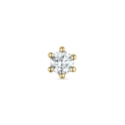 1 x 0,10 ct diamant solitaireørestik i 14 karat guld med diamant