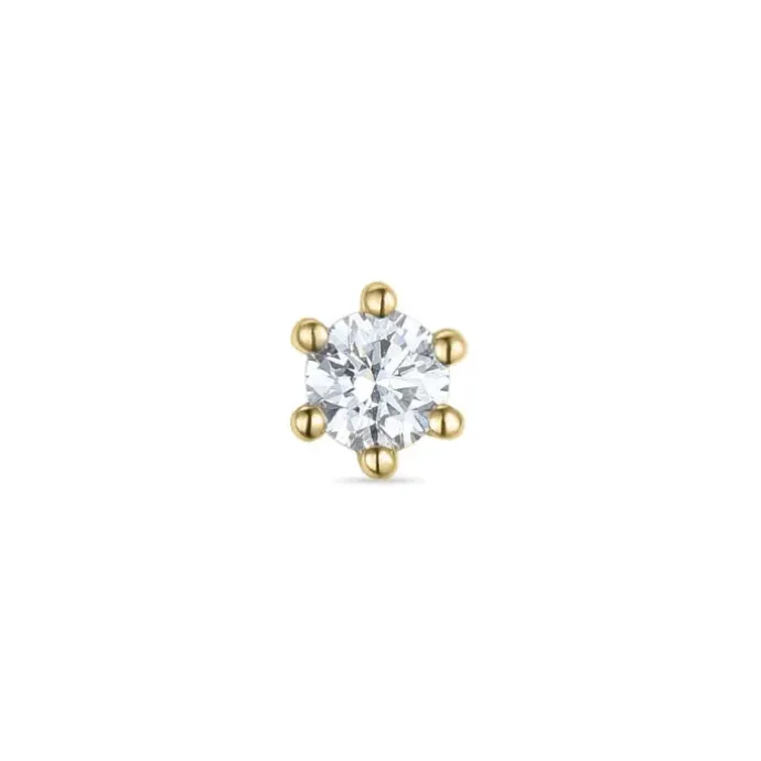 1 x 0,10 ct diamant solitaireørestik i 14 karat guld med diamant