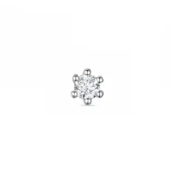 1 x 0,08 ct diamant solitaireørestik i 14 karat hvidguld med diamant