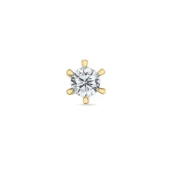 1 x 0,06 ct diamant solitaireørestik i 14 karat guld med diamant