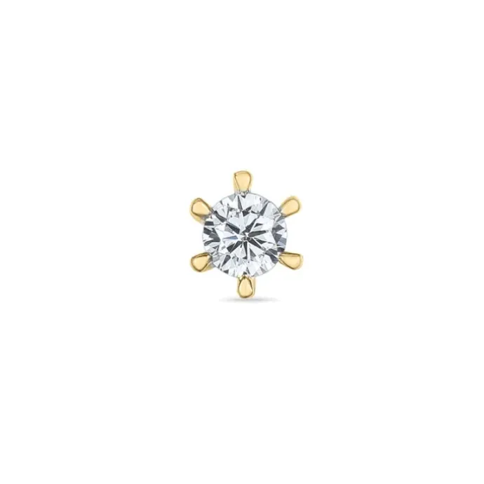 1 x 0,06 ct diamant solitaireørestik i 14 karat guld med diamant