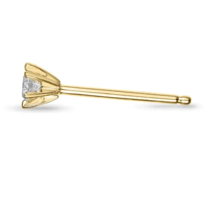 1 x 0,06 ct diamant solitaireørestik i 14 karat guld med diamant
