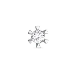 1 x 0,11 ct diamant solitaireørestik i 14 karat hvidguld med diamant