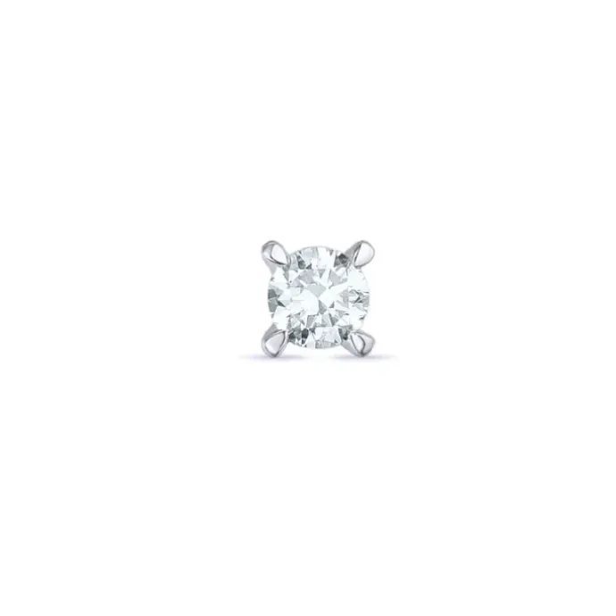 1 x 0,06 ct diamant solitaireørestik i 14 karat hvidguld med diamant