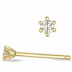 2 x 0,03 ct Kampagne - brillant solitaireørestikker i 14 karat guld med diamant