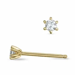 2 x 0,04 ct Kampagne - brillant solitaireørestikker i 14 karat guld med diamant