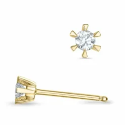 2 x 0,08 ct Kampagne - diamant solitaireørestikker i 14 karat guld med diamant