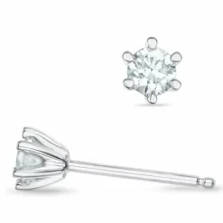 2 x 0,16 ct Kampagne - diamant solitaireørestikker i 14 karat hvidguld med diamant