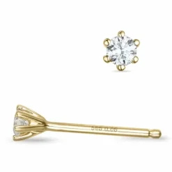2 x 0,06 ct Kampagne - diamant solitaireørestikker i 14 karat guld med diamant
