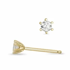 2 x 0,08 ct Kampagne - diamant solitaireørestikker i 14 karat guld med diamant