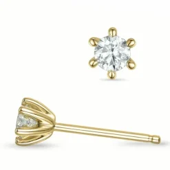 2 x 0,18 ct Kampagne - diamant solitaireørestikker i 14 karat guld med diamant