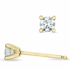 2 x 0,16 ct Kampagne - diamant solitaireørestikker i 14 karat guld med diamant