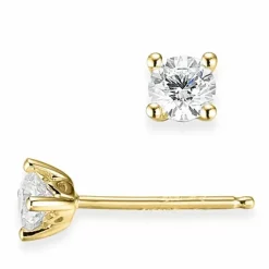 2 x 0,20 ct Kampagne - diamant ørestikker i 14 karat guld med diamant