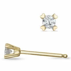 2 x 0,07 ct Kampagne - diamant solitaireørestikker i 14 karat guld med diamant