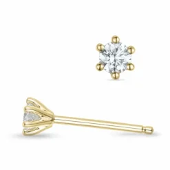2 x 0,10 ct Kampagne - diamant solitaireørestikker i 14 karat guld med diamant