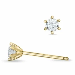 2 x 0,11 ct Kampagne - diamant solitaireørestikker i 14 karat guld med diamant