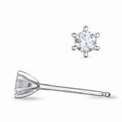 2 x 0,10 ct Kampagne - diamant solitaireørestikker i 14 karat hvidguld med diamant