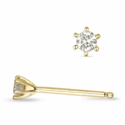 2 x 0,05 ct Kampagne - diamant solitaireørestikker i 14 karat guld med diamant
