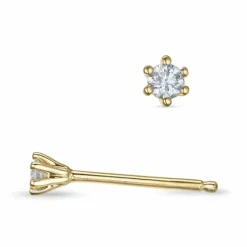 2 x 0,04 ct Kampagne - diamant solitaireørestikker i 14 karat guld med diamant