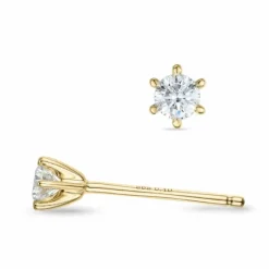 2 x 0,10 ct Kampagne - diamant solitaireørestikker i 14 karat guld med diamant