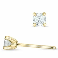2 x 0,18 ct Kampagne - diamant solitaireørestikker i 14 karat guld med diamant