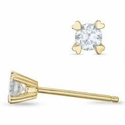 2 x 0,13 ct Kampagne - diamant solitaireørestikker i 14 karat guld med diamant