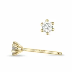 2 x 0,08 ct Kampagne - diamant solitaireørestikker i 14 karat guld med diamant